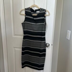 Striped Black and Gray Sleeveless Dress